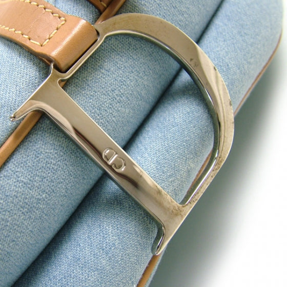 Denim Calfskin Saddle Bag Blue
