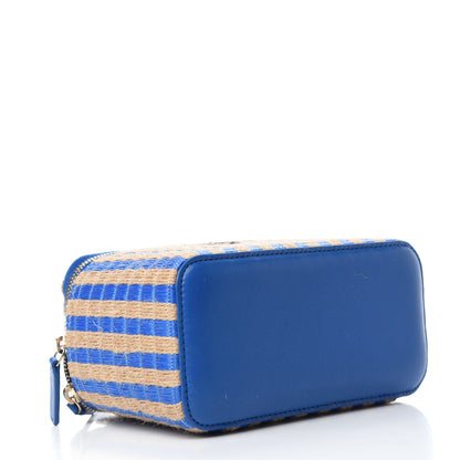 Chanel Raffia Jute Striped Small Vanity Case With Chain Blue Beige 4 of 11