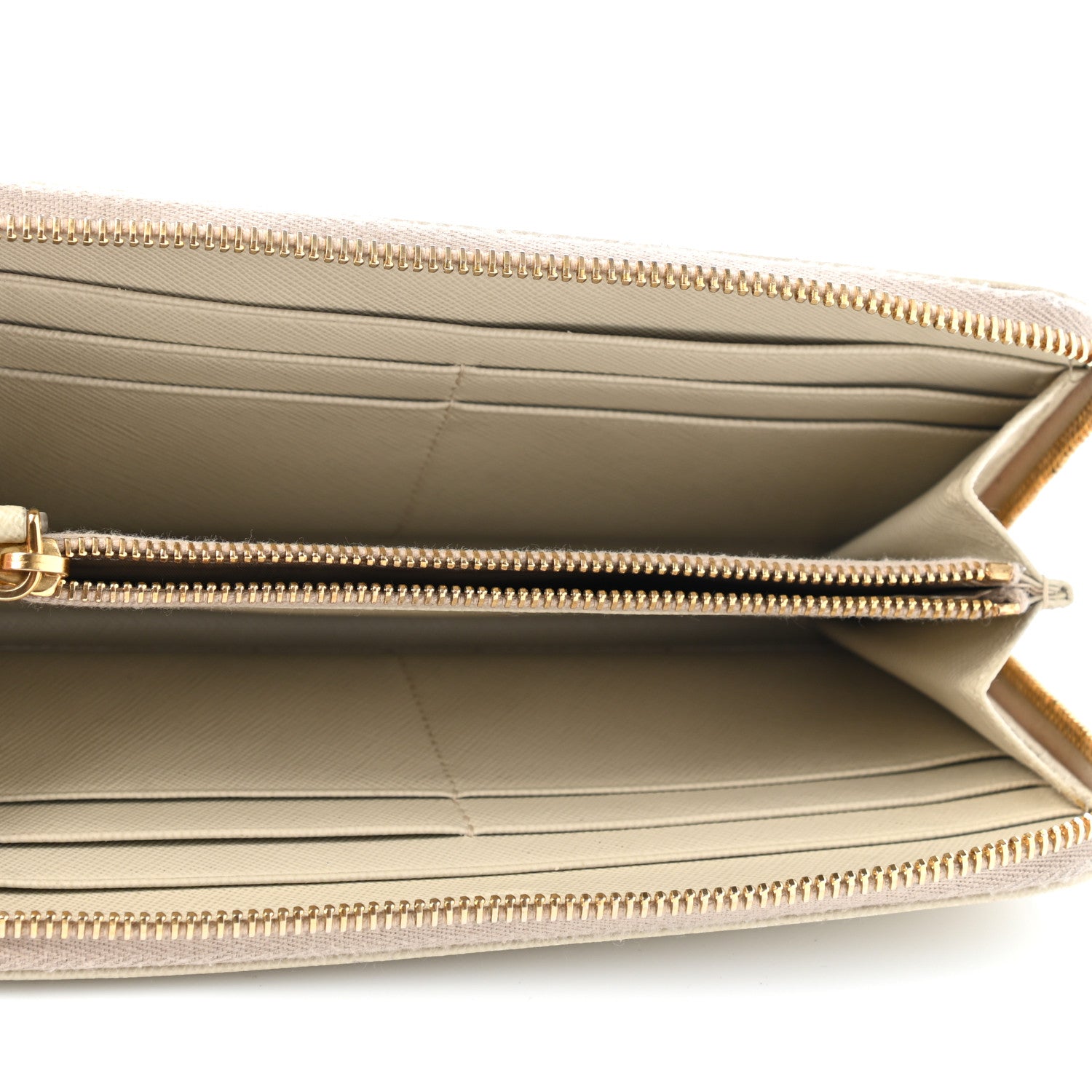 Prada Saffiano Metal Zip Around Wallet Cera 5 of 8