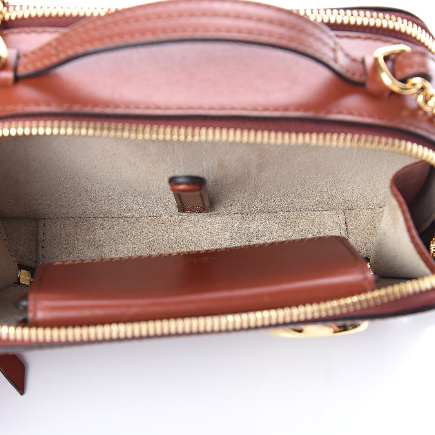 Chloe Shiny Calfskin Mini Vanity C Bag Sepia Brown 6 of 9
