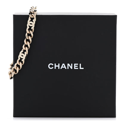 Chanel Enamel Metal CC Chain Bracelet Gold White 5 of 5
