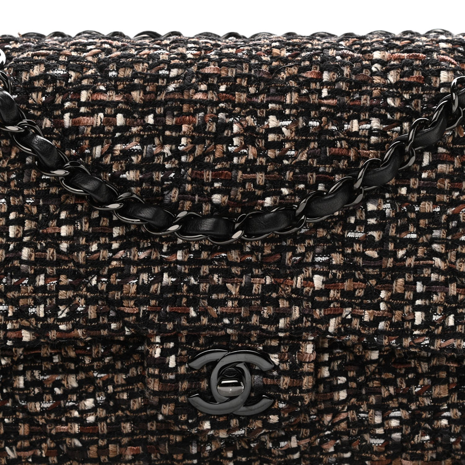 Chanel Tweed Quilted Medium Double Flap Brown 14 of 23