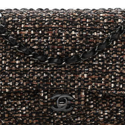 Chanel Tweed Quilted Medium Double Flap Brown 14 of 23