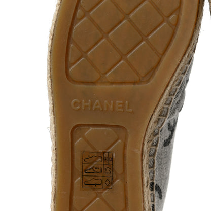 Chanel Cotton Jacquard Grosgrain CC Print Espadrilles 39 Grey Black 7 of 9