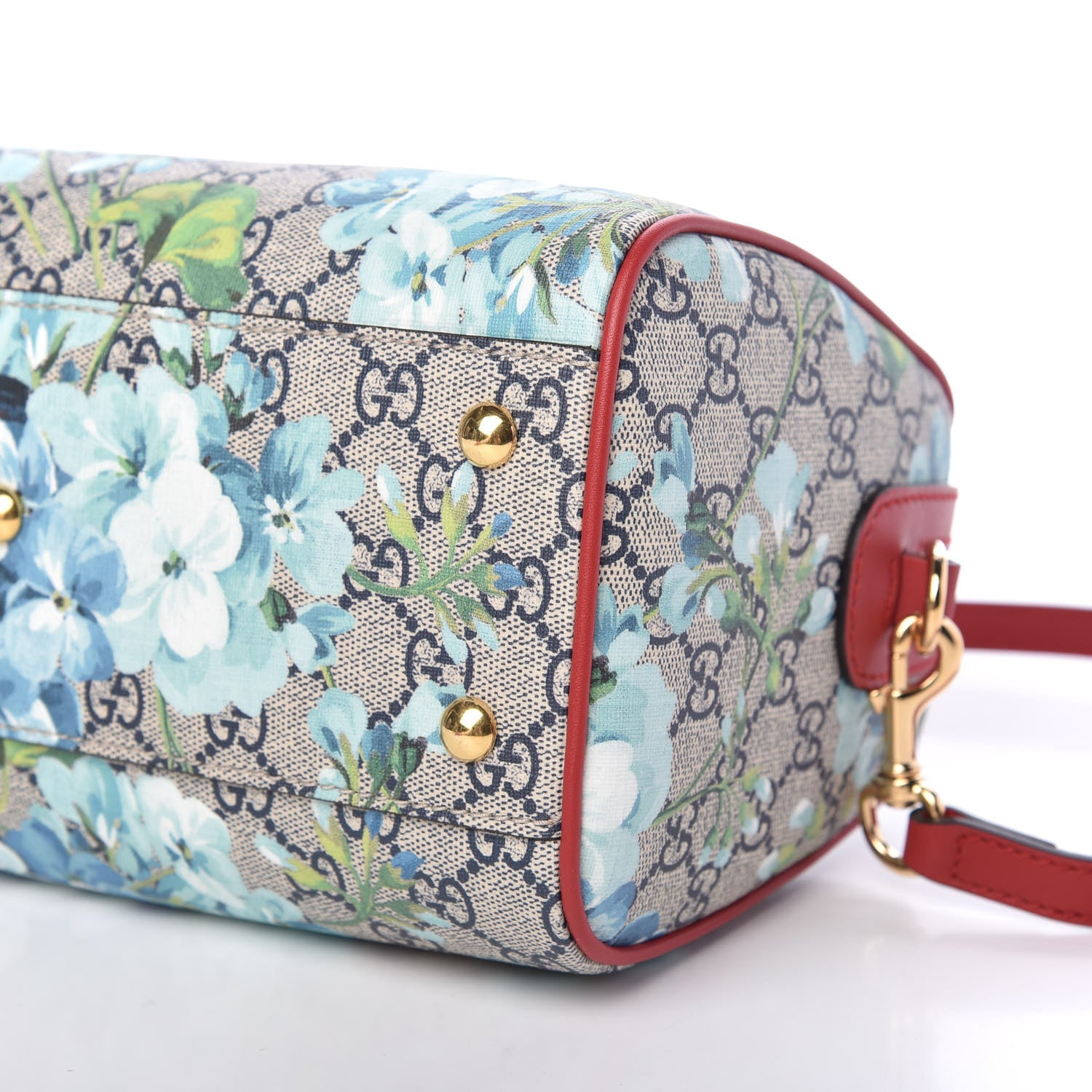 Gucci GG Supreme Monogram Blooms Small Boston Beige Blue Navy Hibiscus Red 9 of 9