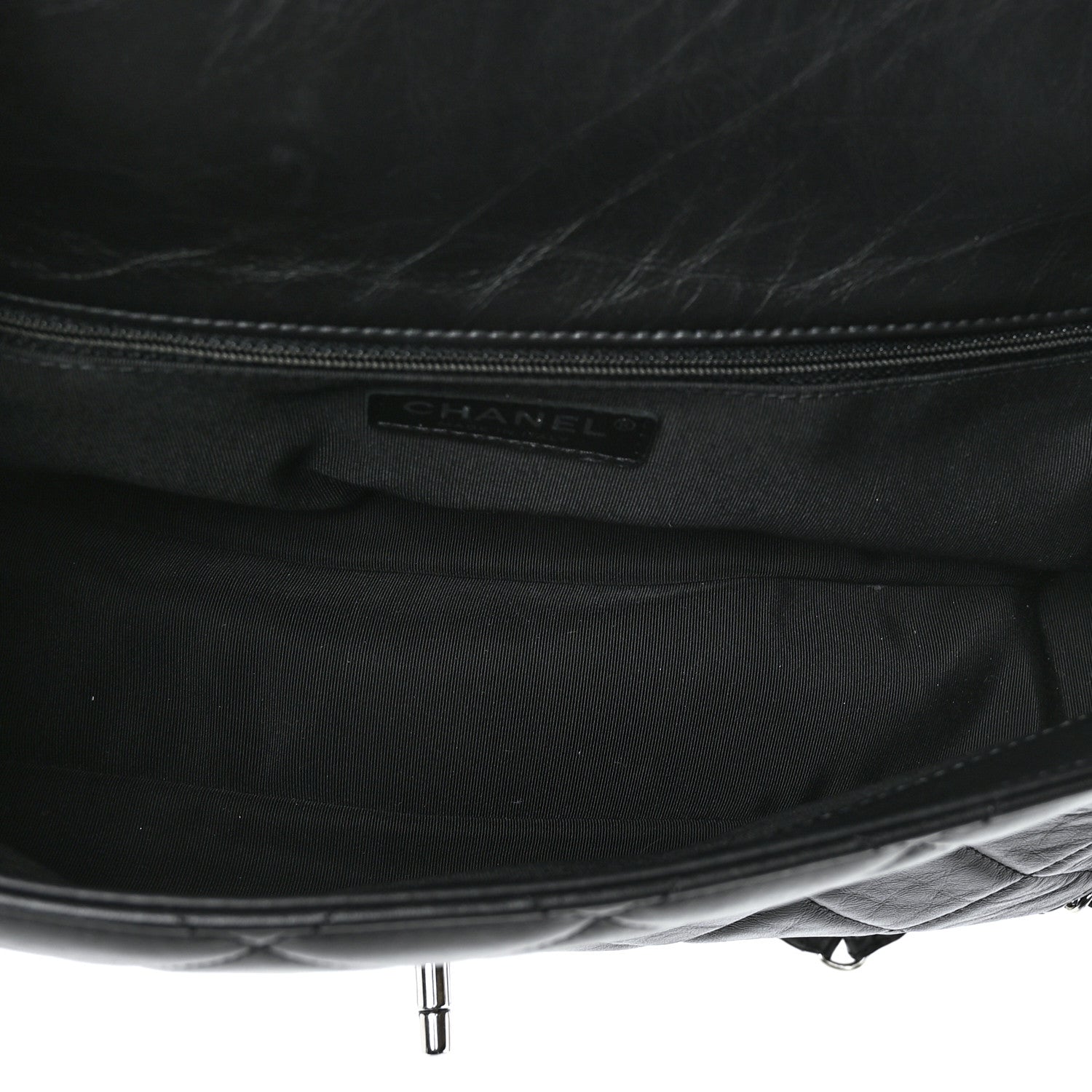 Chanel Crumpled Calfskin Quilted Large Chain All Over Flap Bag Black 5 of 9