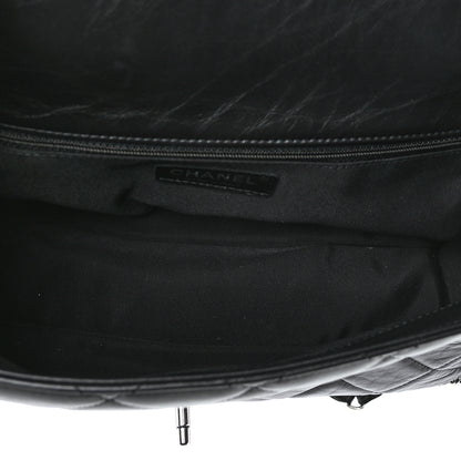 Chanel Crumpled Calfskin Quilted Large Chain All Over Flap Bag Black 5 of 9