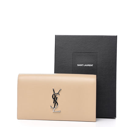 Saint Laurent Grain De Poudre Classic Kate Monogram Clutch Nude Powder 6 of 6