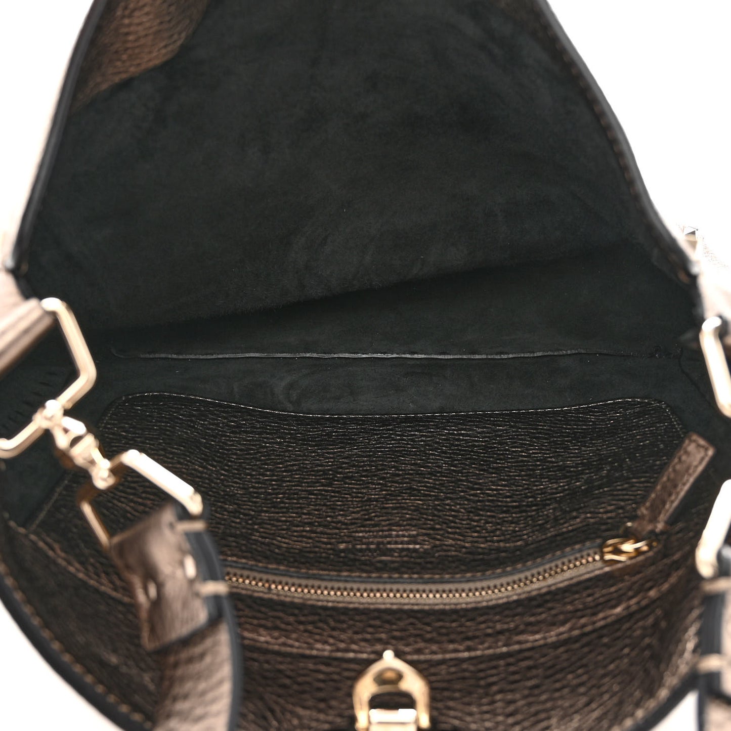 Metallic Pebbled Calfskin Large Rockstud Flip-Lock Messenger Bag Sasso
