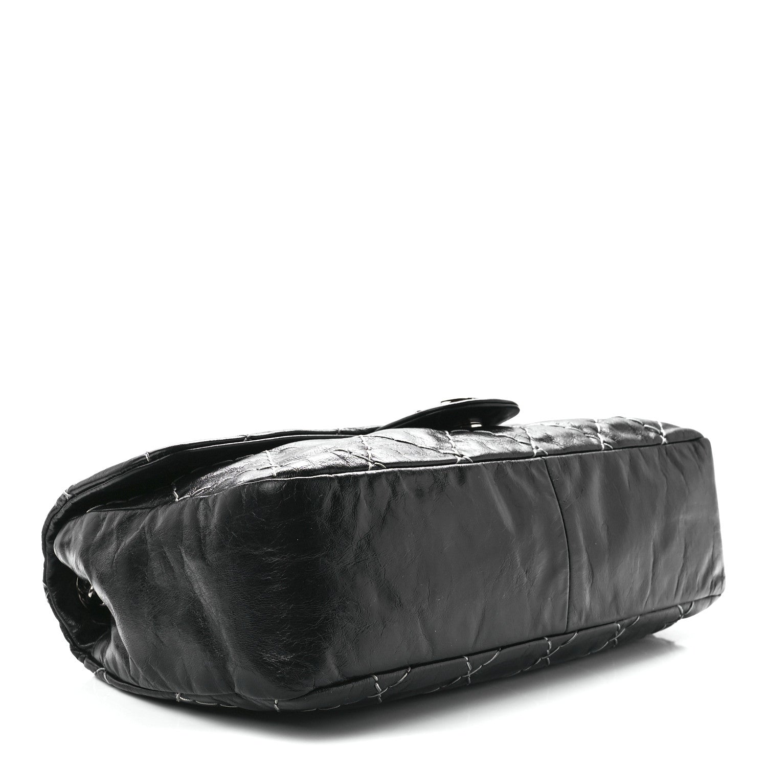 Chanel Glazed Goatskin Double Contrast Stitch Flap Black 3 of 10