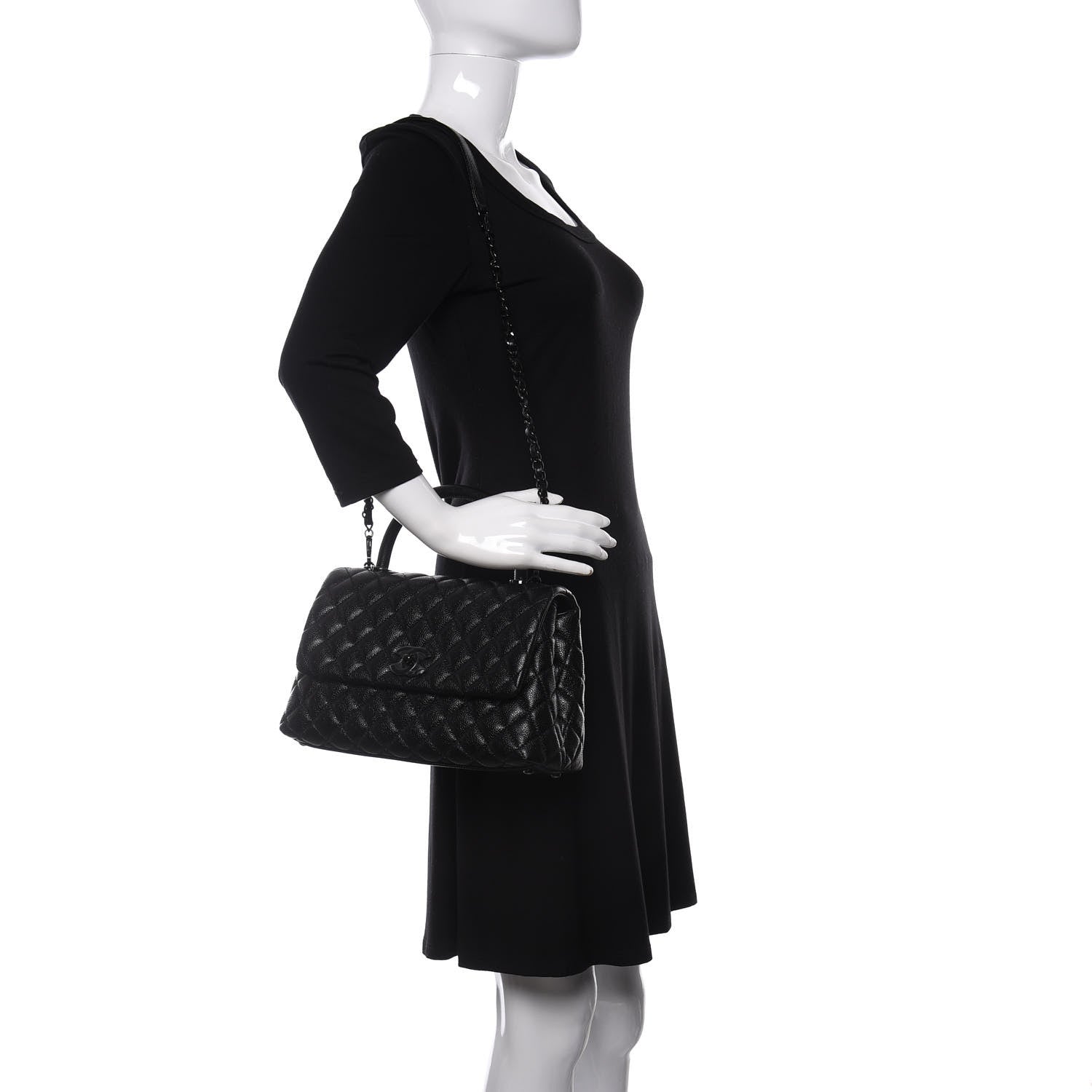 Chanel Caviar Quilted Small Coco Handle Flap So Black 2 of 11