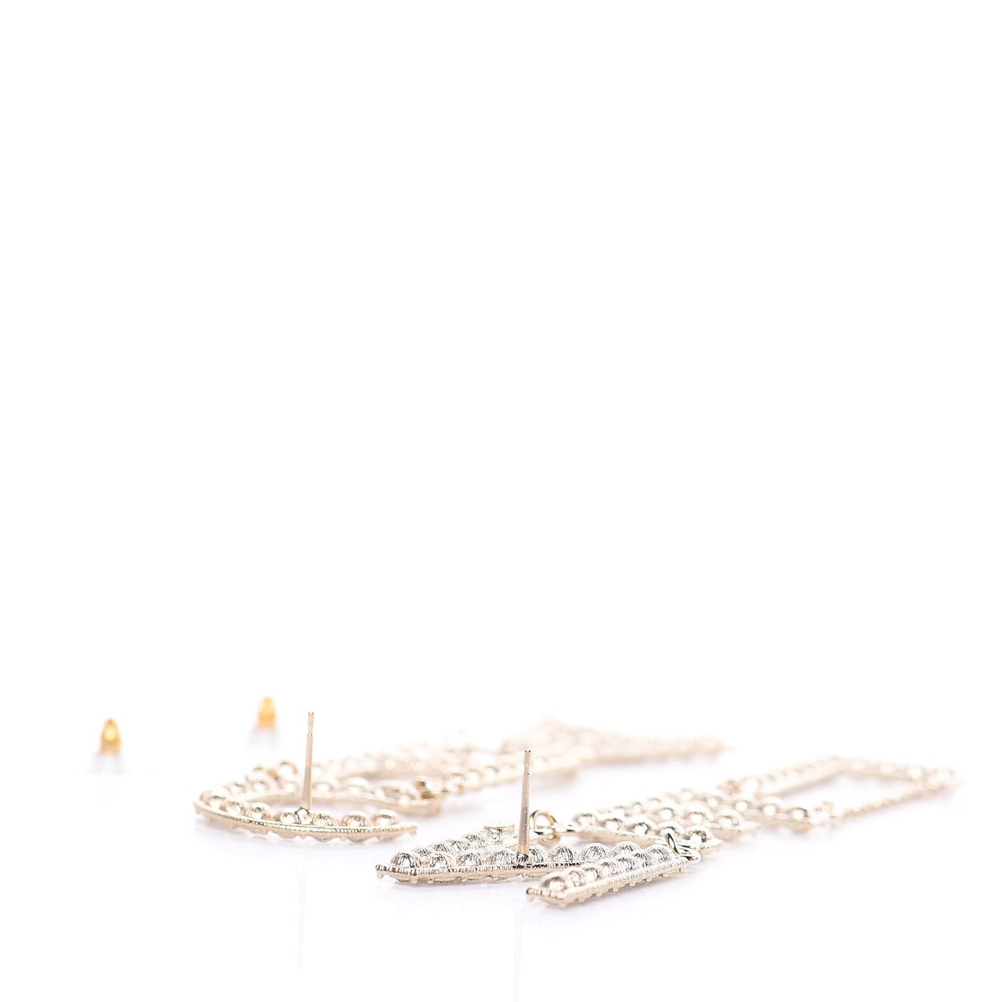 Crystal Cha-Nel Logo Drop Earrings Gold