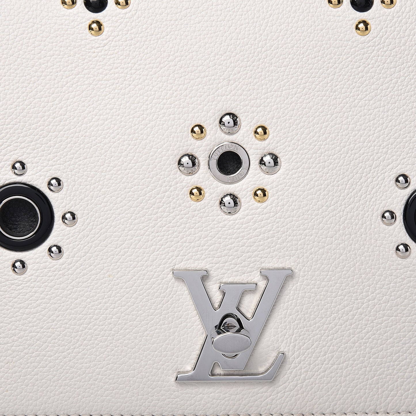 Calfskin Mechanical Flowers Lockme II Black White