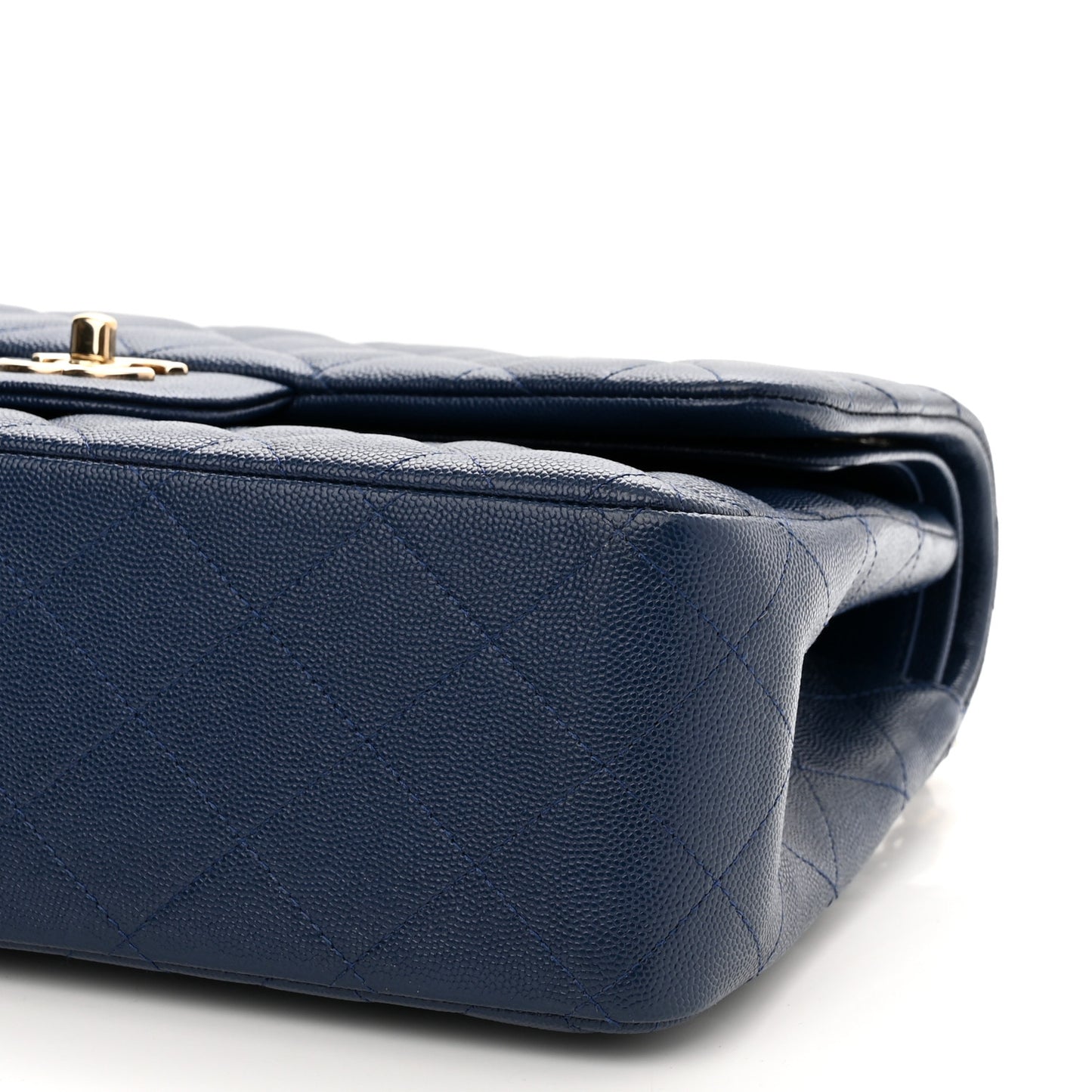 Caviar Quilted Jumbo Double Flap Navy