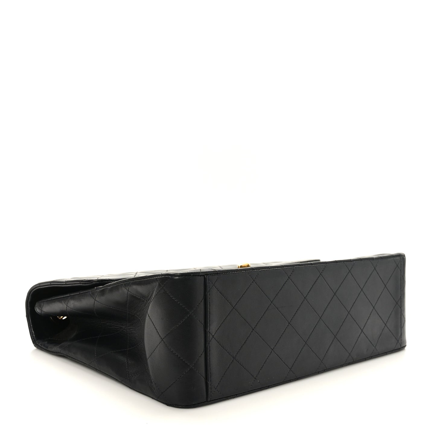Lambskin Quilted XL Jumbo Single Flap Black