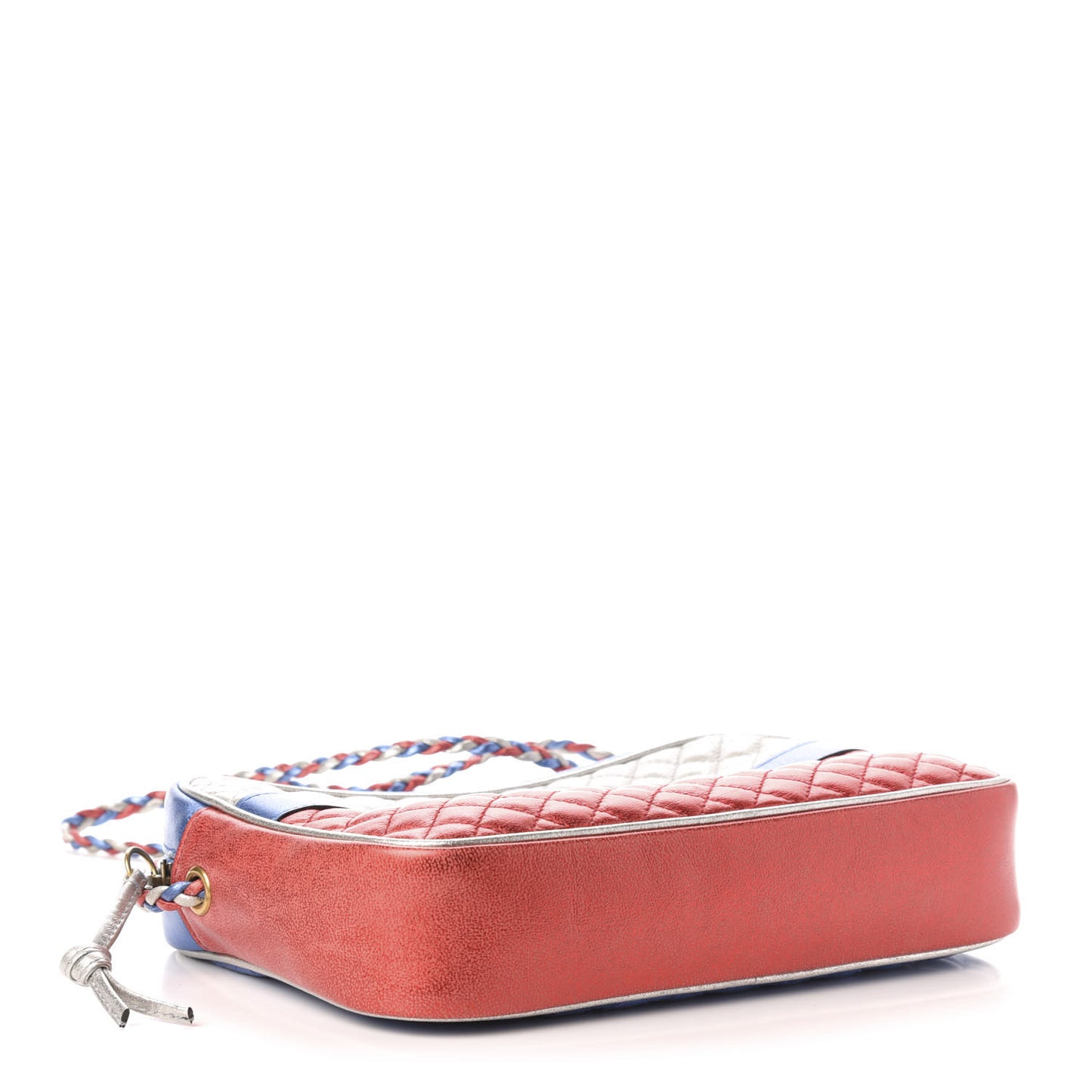 Laminated Nappa Trapuntata Small Zumi Shoulder Bag Rosso Marine Argento