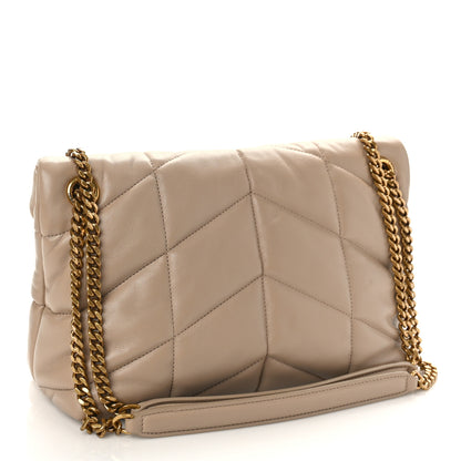 Saint Laurent Lambskin Quilted Small Loulou Puffer Monogram Chain Satchel Dark Beige 3 of 8