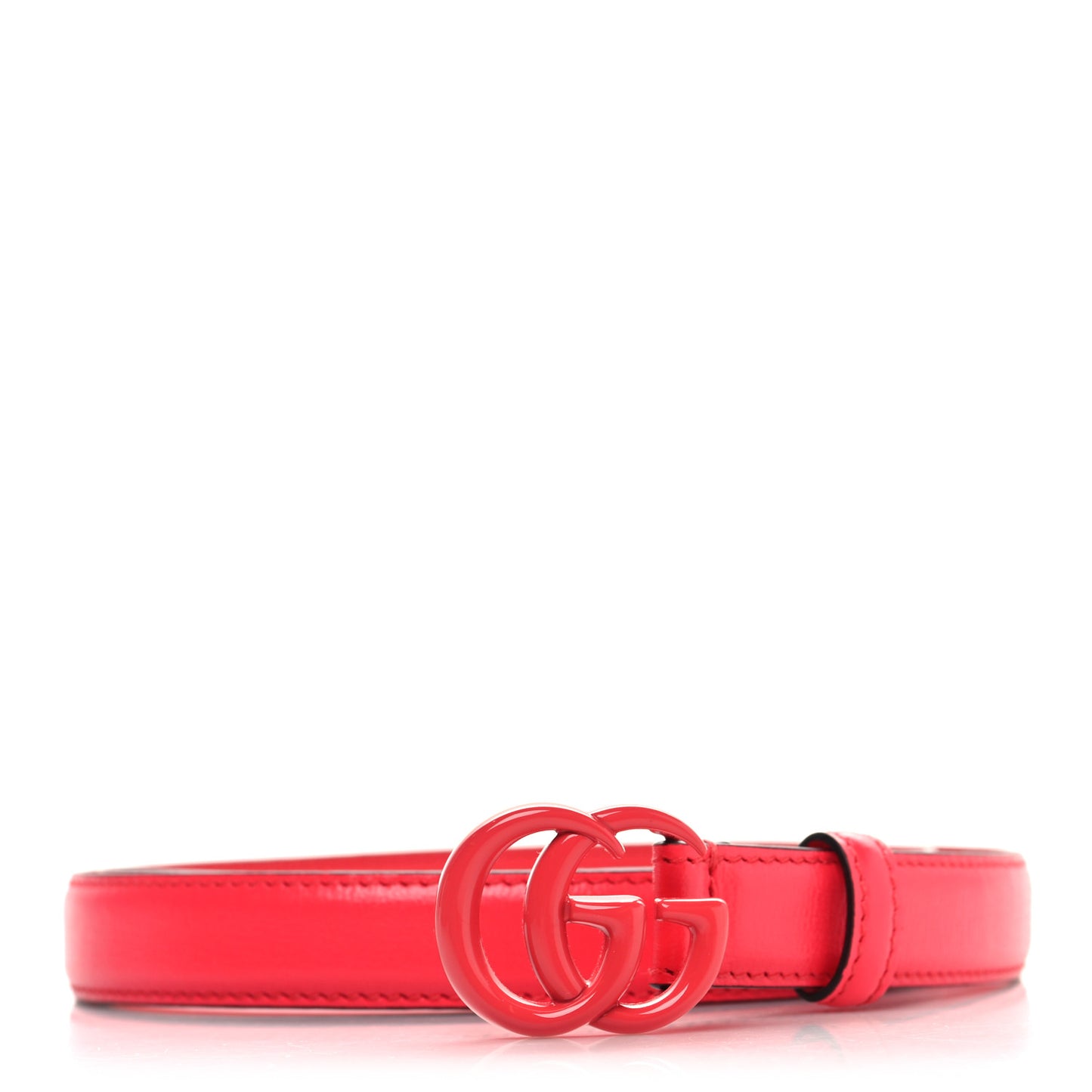 Azalea Calfskin Enamel Monochrome Double G 20mm Belt 80 32 Runway Coral