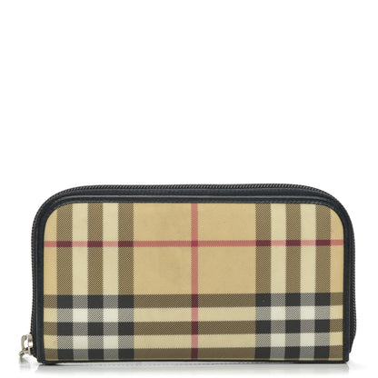 Burberry House Check Large Ziggy Zip Around Wallet Black 1 of 8
