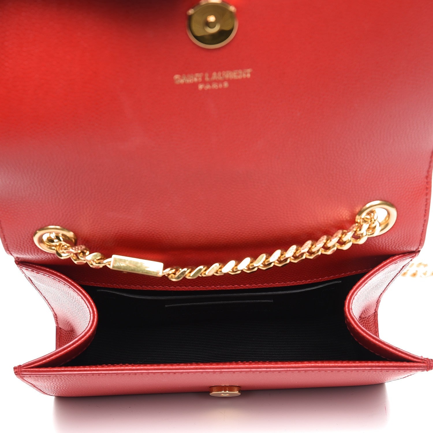 Saint Laurent Grain De Poudre Small Monogram Kate Satchel Red 5 of 7