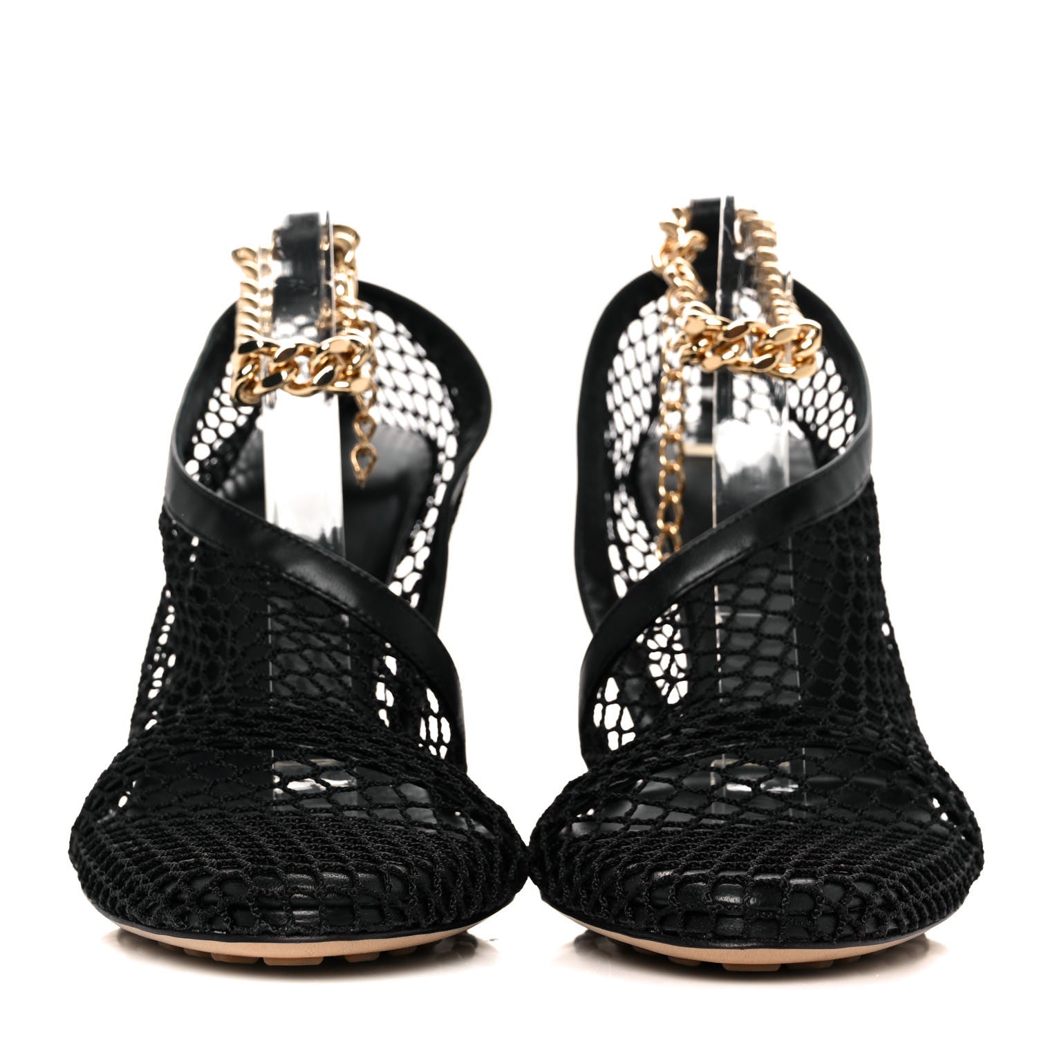 Bottega Veneta Mesh Nappa Chunky Chain Sandals 38.5 Black 2 of 8