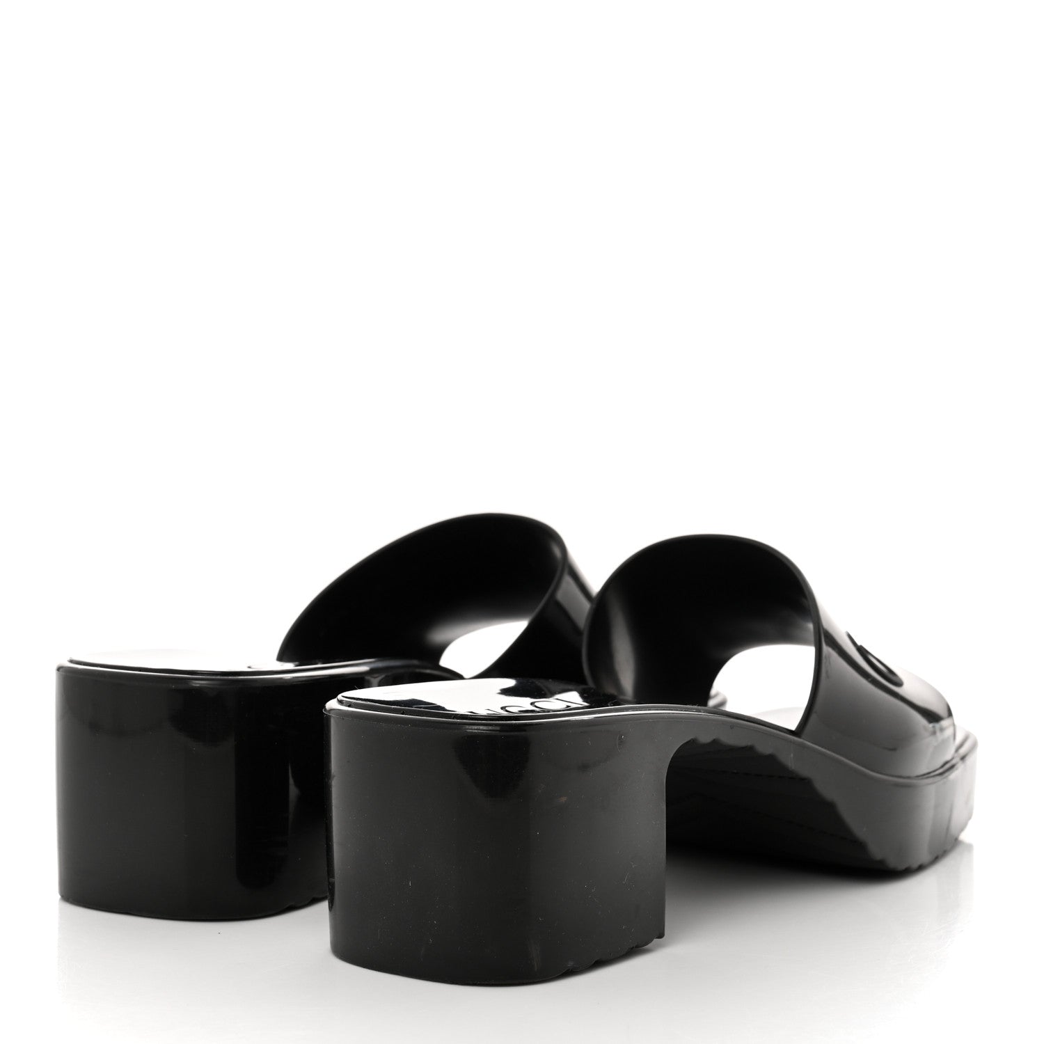 Gucci Rubber Gucci Logo Womens Platform 20/60mm Slide Sandals 37 Black 4 of 9