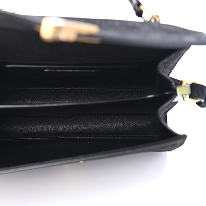 Saint Laurent Nubuk Crocodile Embossed Mini Classic Monogram Cassandra Top Handle Black 5 of 9