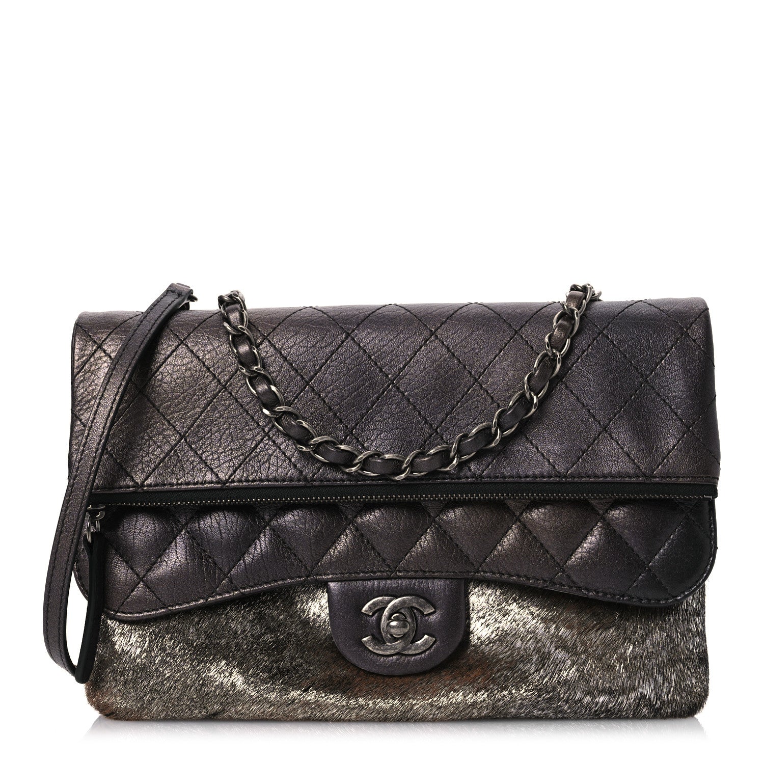 Chanel Metallic Lambskin Pony Hair Quilted Multi Bag Bronze 1 of 13