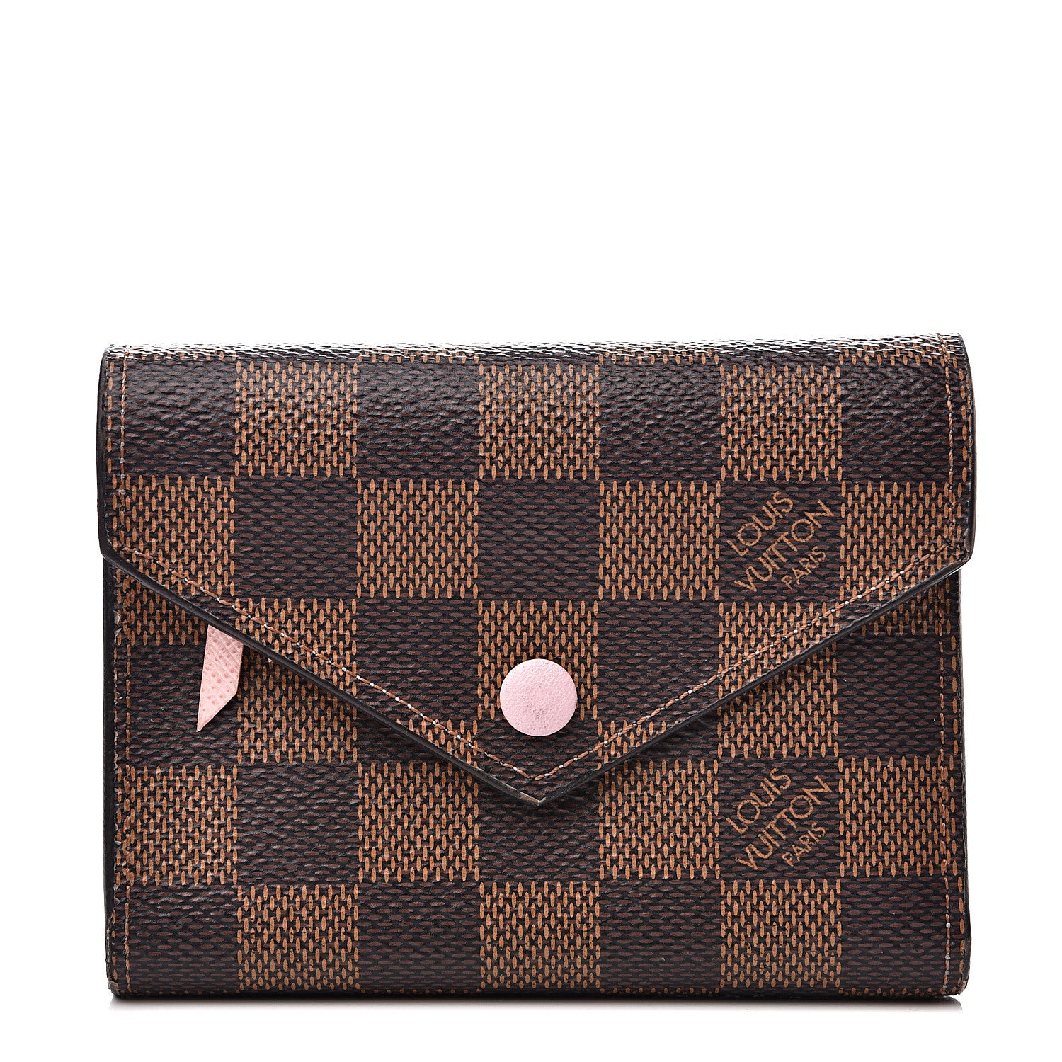 Louis Vuitton Damier Ebene Victorine Wallet Rose Ballerine 1 of 8