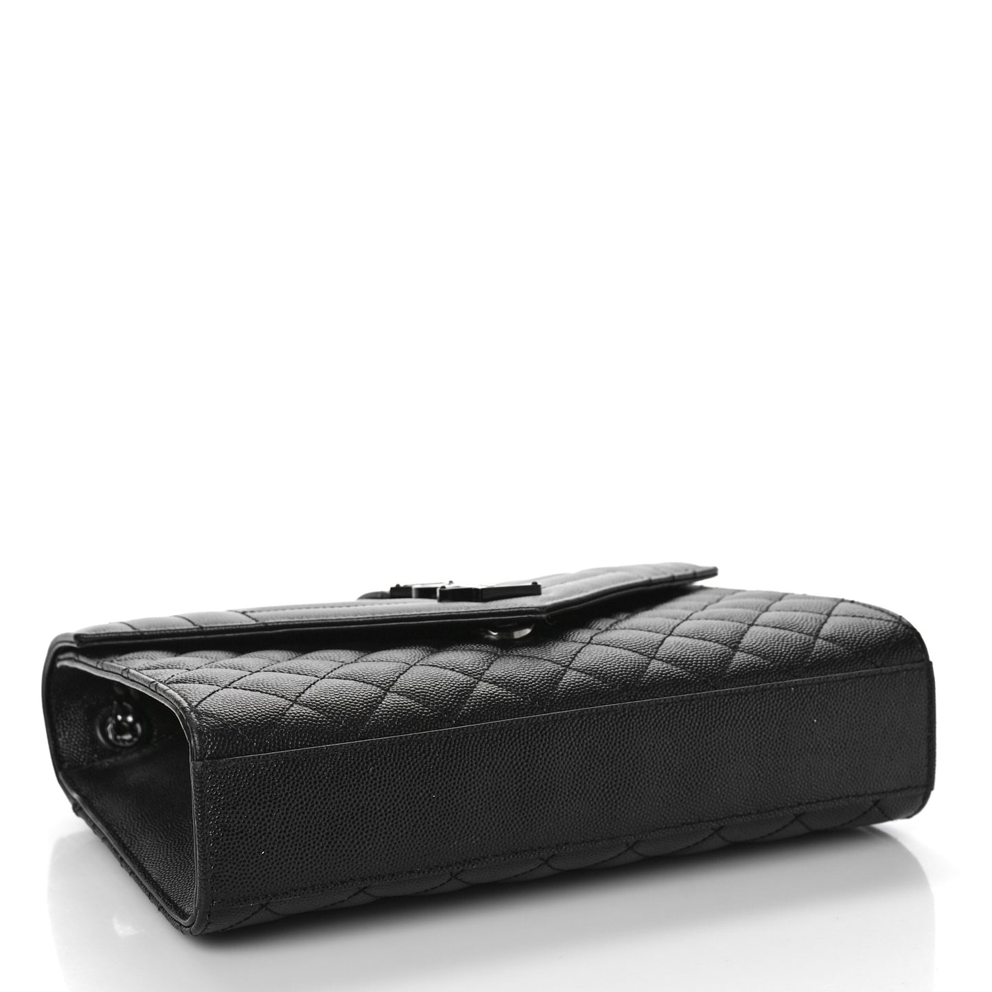 Grain De Poudre Textured Mixed Matelasse Triquilt Medium Monogram Monochrome Satchel Black