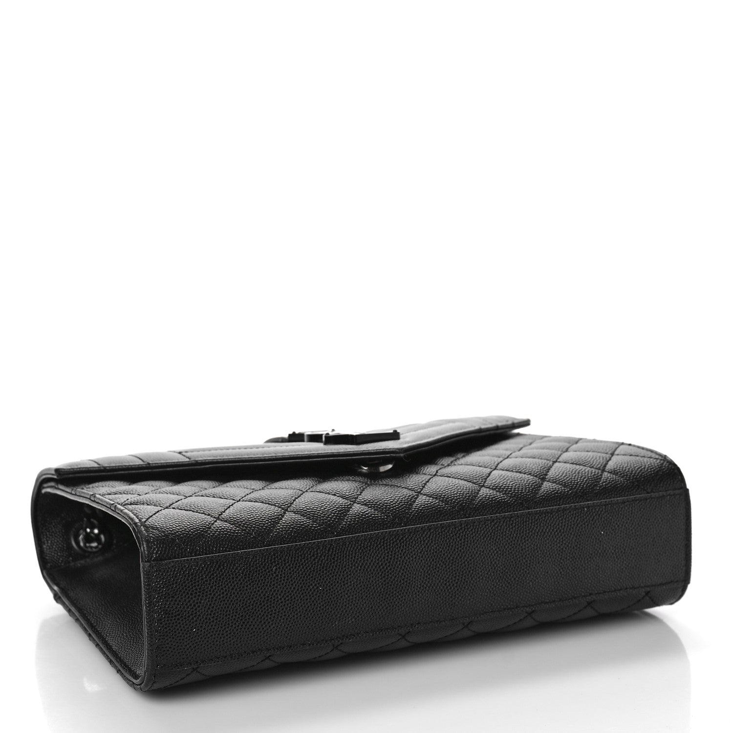 Saint Laurent Grain De Poudre Textured Mixed Matelasse Triquilt Medium Monogram Monochrome Satchel Black 4 of 8