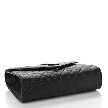 Saint Laurent Grain De Poudre Textured Mixed Matelasse Triquilt Medium Monogram Monochrome Satchel Black 4 of 8