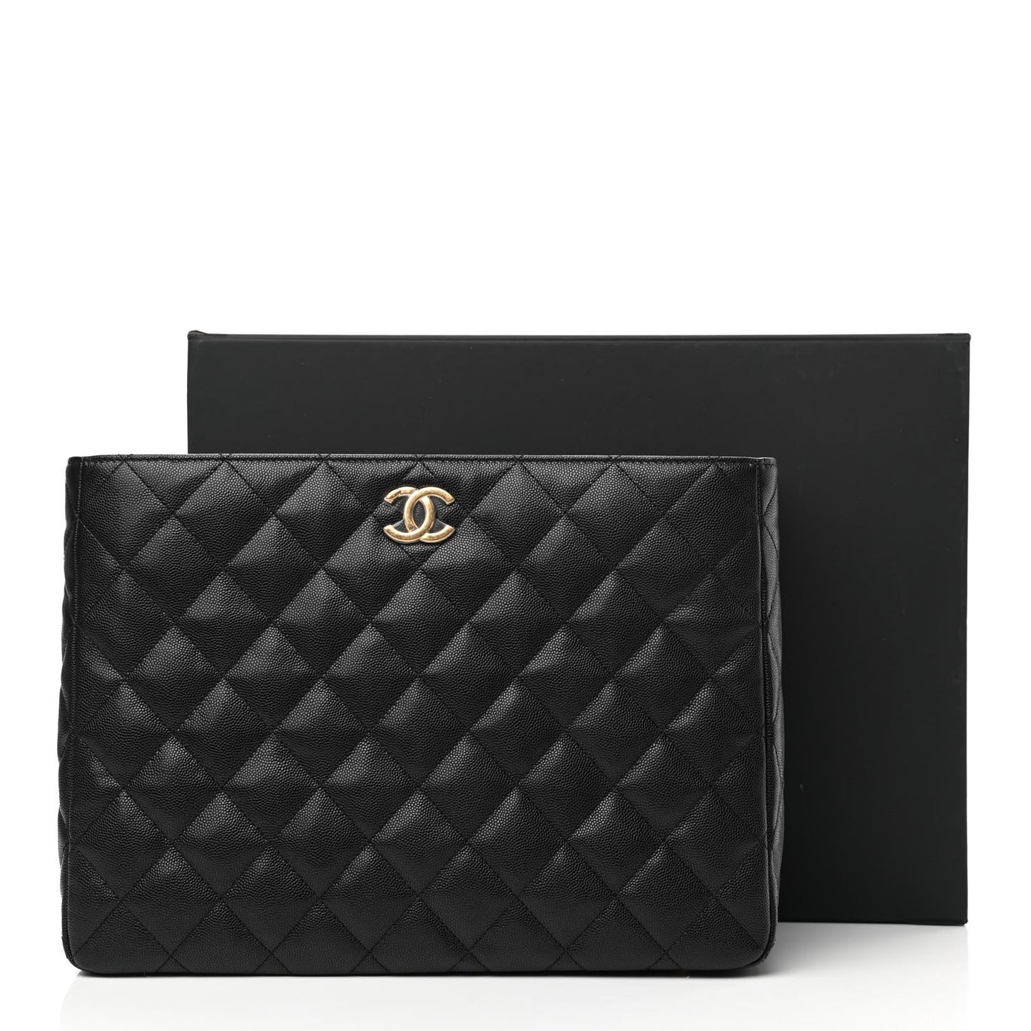 Caviar Quilted Small Shopping Tote Black