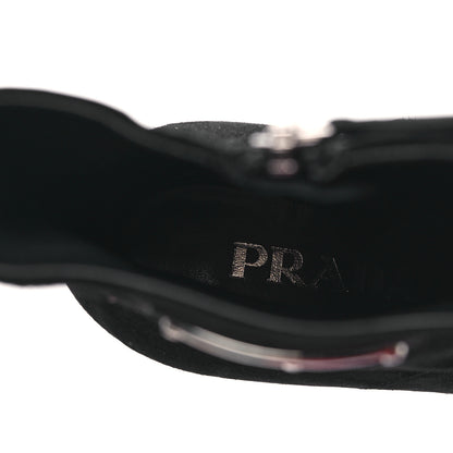 Prada Velvet Metal Triangle Logo Zip 65mm Boots 39 Black 7 of 10