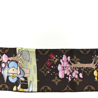Louis Vuitton Silk Monogram 2021 Christmas Animation Japanese Garden Bandeau Marron 4 of 4