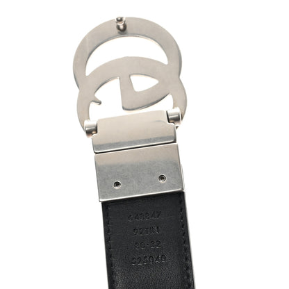 Gucci GG Supreme Monogram Plutone Calfskin Palladium Double G Reversible 30mm Belt 80 32 Beige Ebony Black 3 of 5