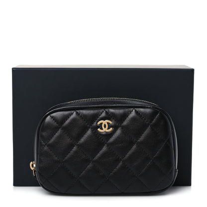 Chanel Lambskin Quilted Small Curvy Pouch Cosmetic Case Black 8 of 8