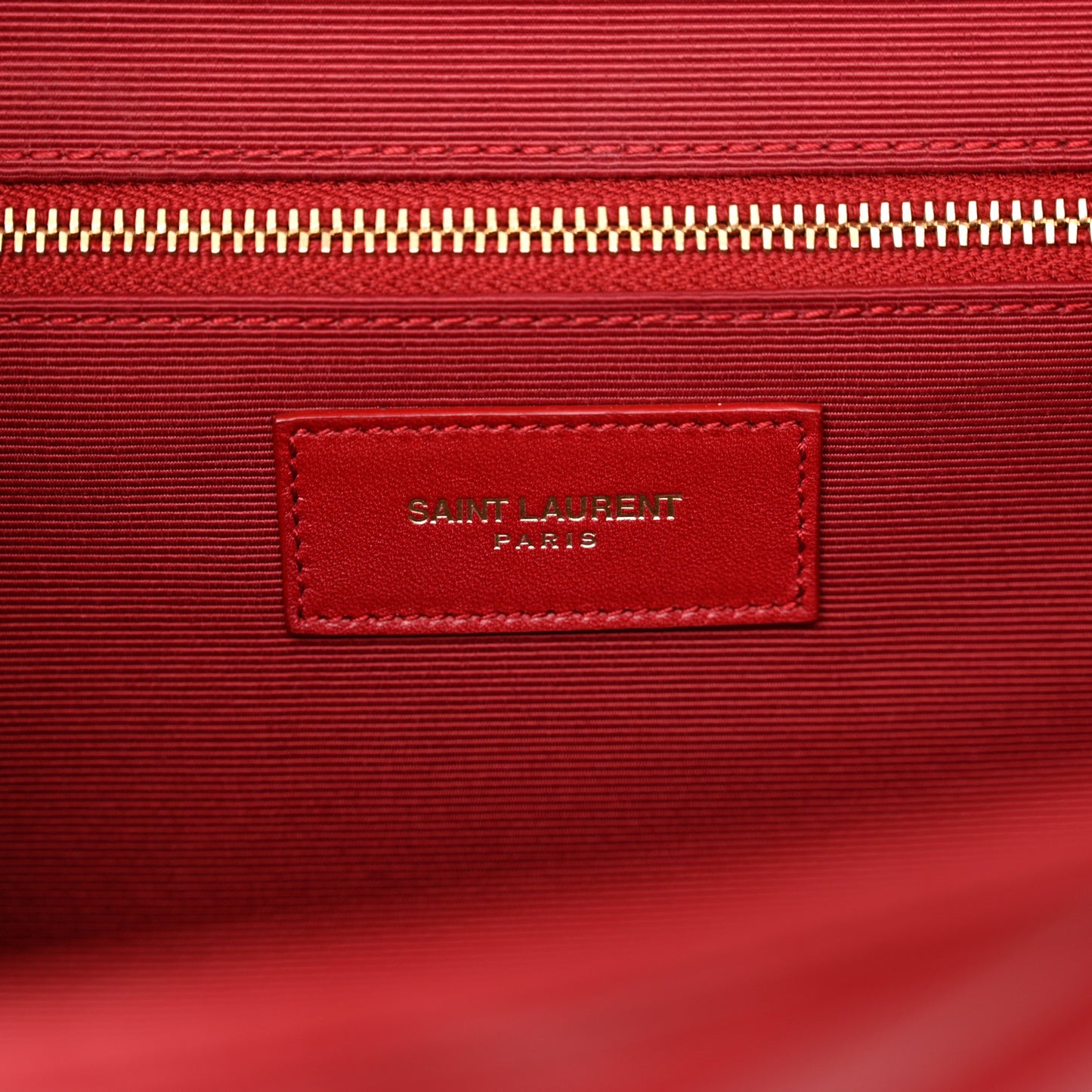Grain De Poudre Matelasse Chevron Large Monogram Satchel Lipstick Red