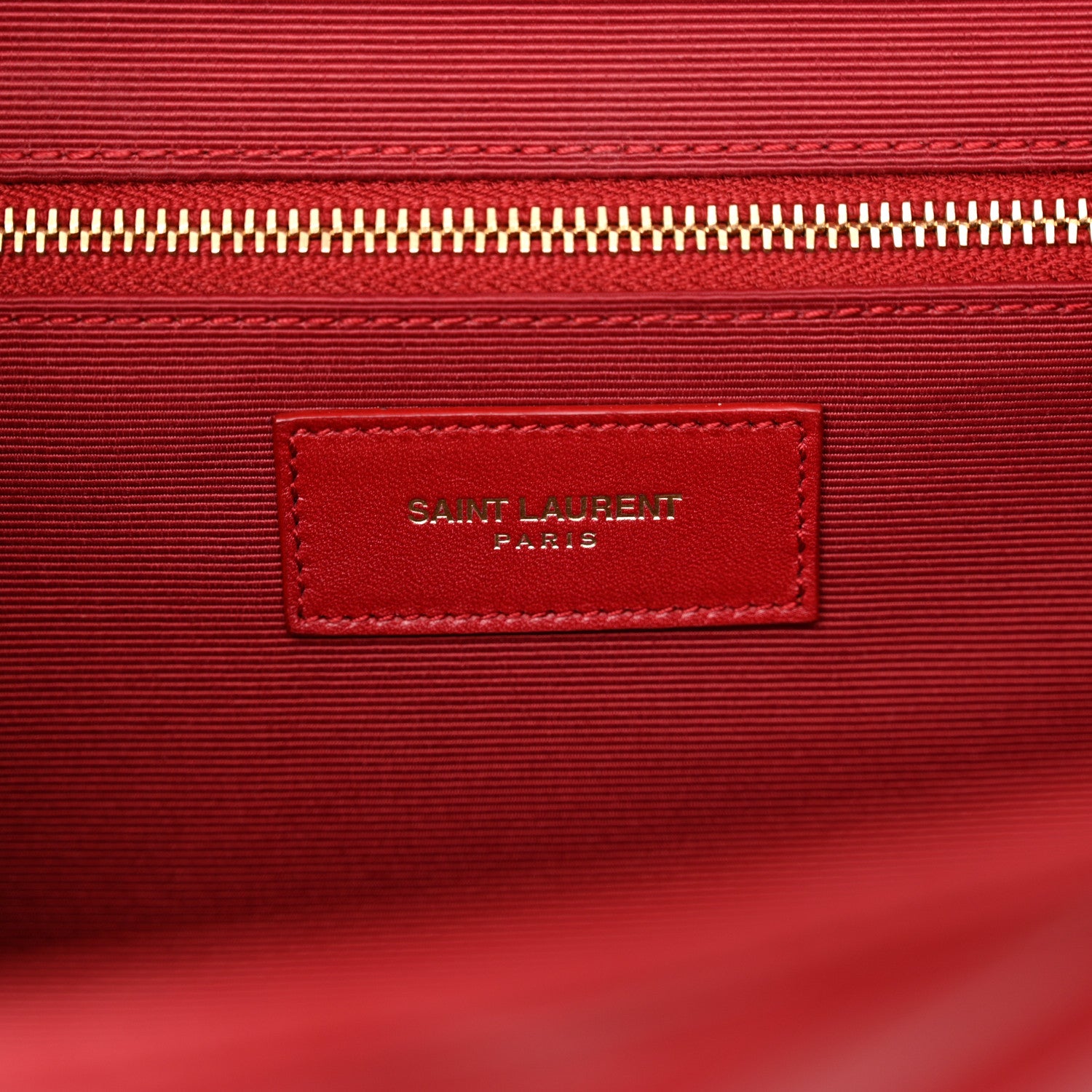 Saint Laurent Grain De Poudre Matelasse Chevron Large Monogram Satchel Lipstick Red 6 of 15