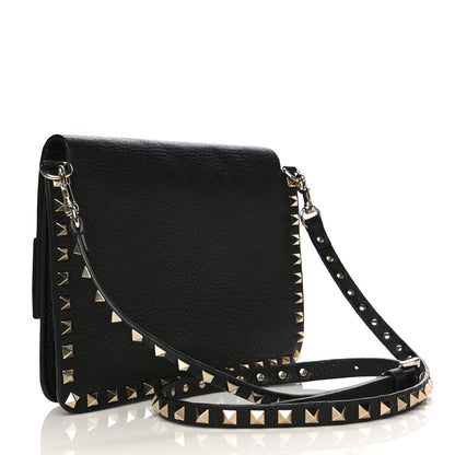 Valentino Garavani Pebbled Calfskin Rockstud Side Slip Crossbody Black 2 of 15