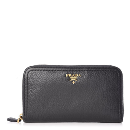 Prada Vitello Daino Zip Around Wallet Black 1 of 11