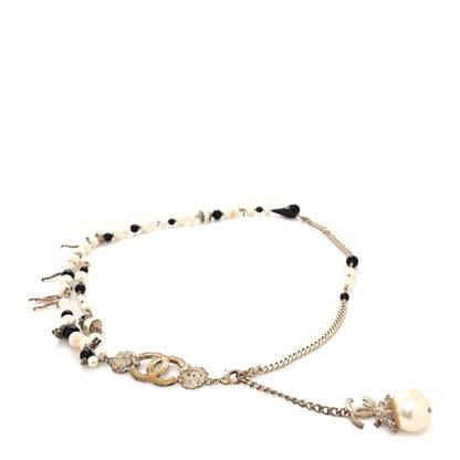 Chanel Pearl Crystal Beaded Chain CC Shell Belt Black 2 of 4