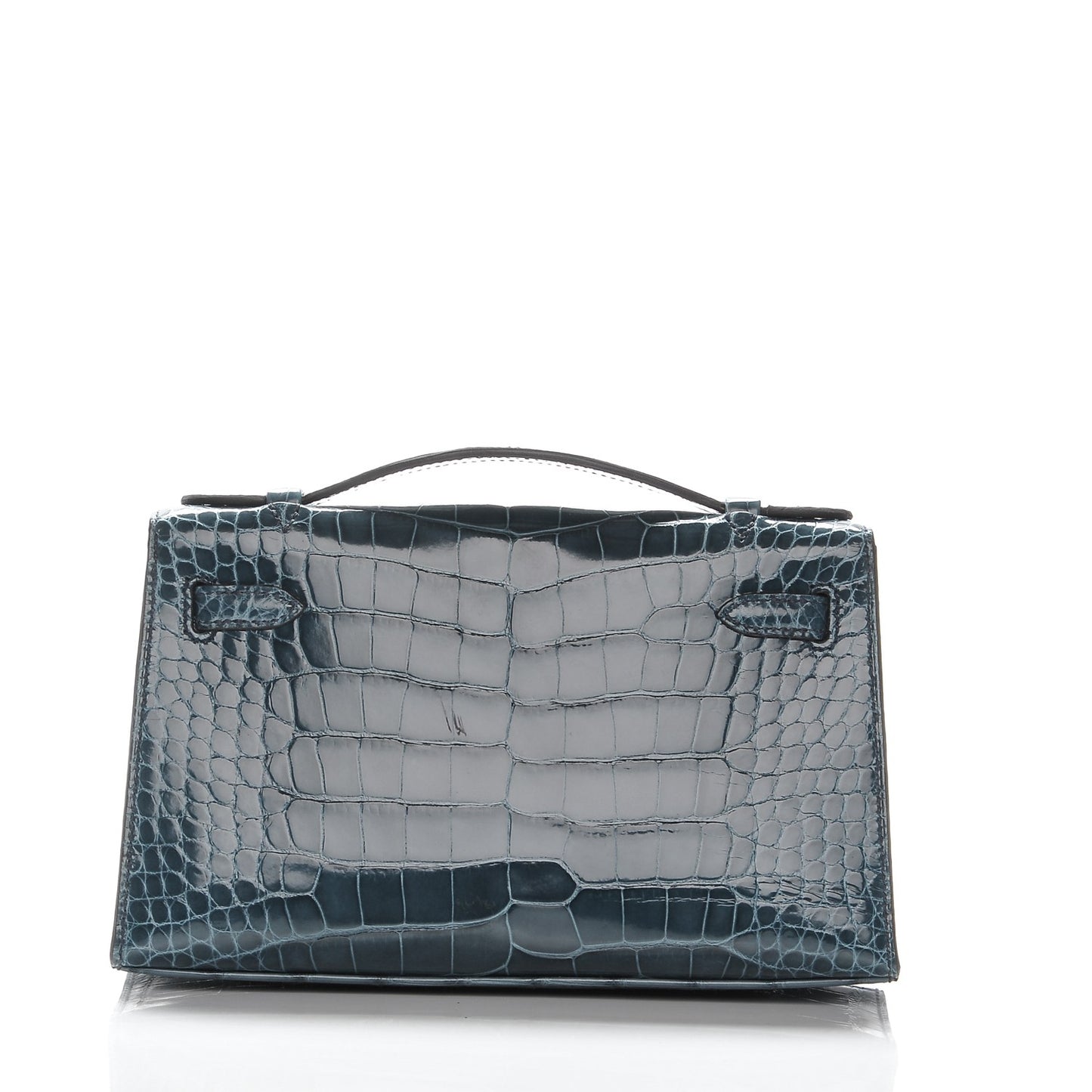 Shiny Alligator Kelly Pochette Blue Jean