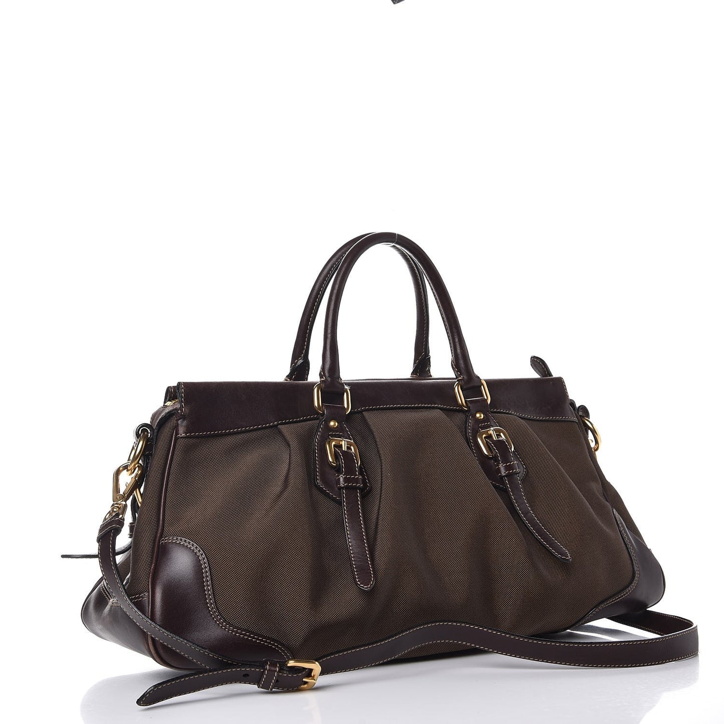 Jacquard Logo Shopping Satchel Brown