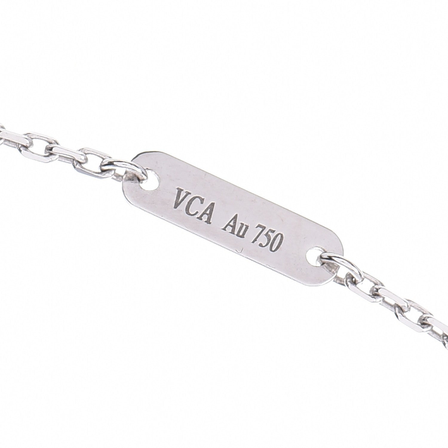 Van Cleef & Arpels 18K White Gold Chalcedony Vintage Alhambra Pendant Necklace 7 of 7