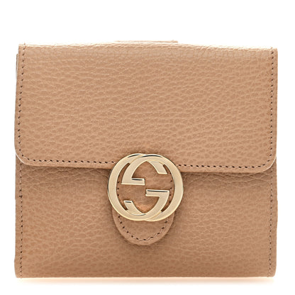Gucci Dollar Calfskin Interlocking G French Wallet Camelia 1 of 7