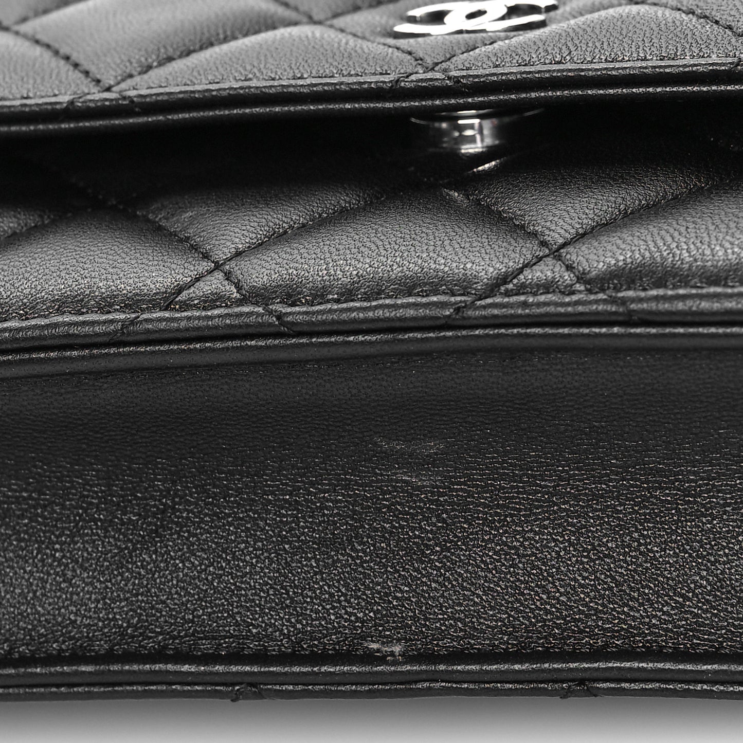 Lambskin Quilted Wallet On Chain WOC Black