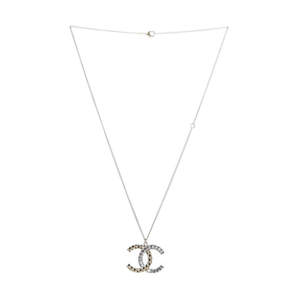 Chanel Baguette Crystal Quilted CC Pendant Necklace Gold 3 of 6