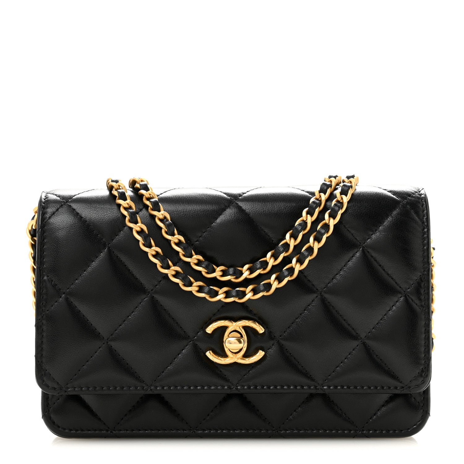 Chanel Lambskin Quilted Logo WOC Wallet On Chain Black 1 of 14