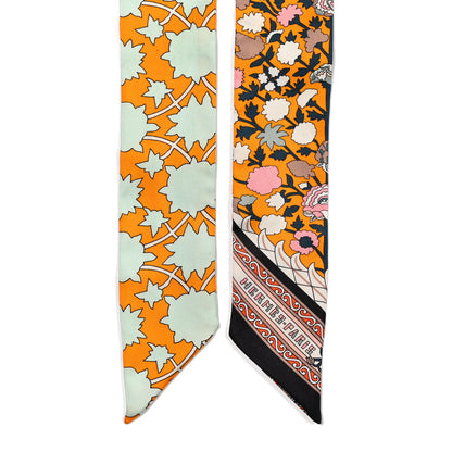 Hermes Silk Tapis Persans Twilly Jaune Aqua Rose Poudre 2 of 4